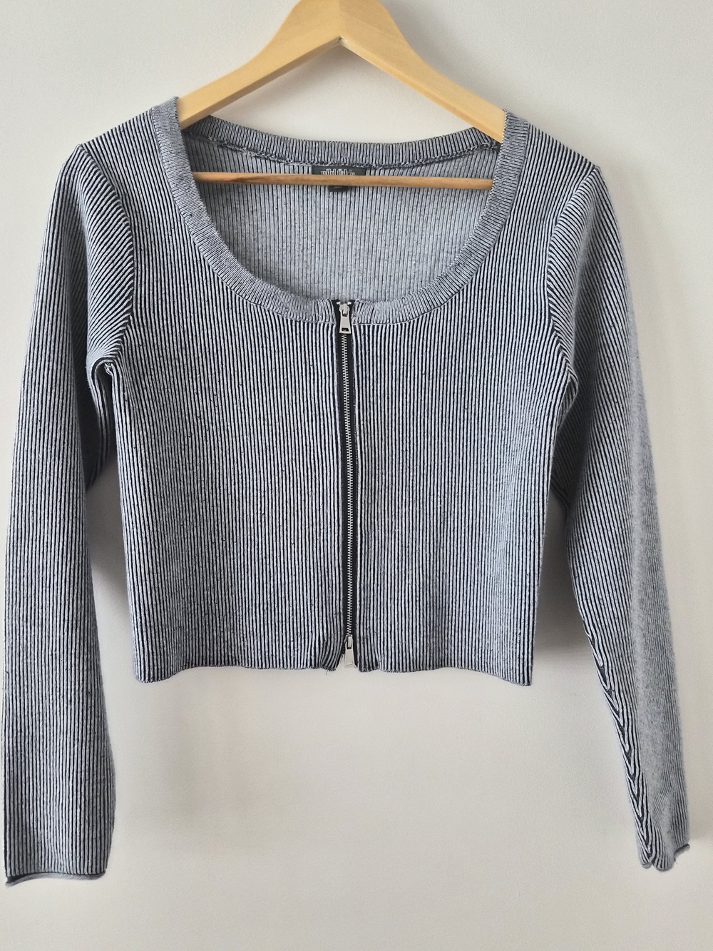 wild fable Gray Blue Ribbed Zip-Front Sweater Cardigan